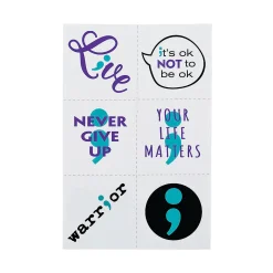 Bulk 72 Pc. Mental Health Awareness Semicolon Temporary Tattoos