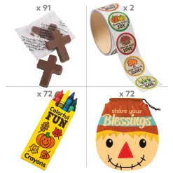 Bulk 435 Pc. Religious Fall Scarecrow Goody Bag Kit For 72