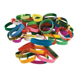 Bulk 100 Pc. Religious Sayings Rubber Bracelets Assortment