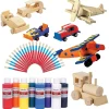 Bulk 68 Pc. Unfinished Wood Cars, Trains & Planes Craft Kit Assortment- Makes 36