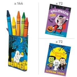 Bulk Halloween Coloring Books & Crayons Kit For 144