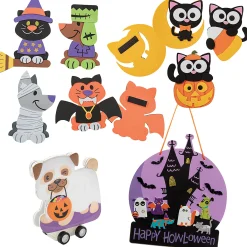 Bulk Halloween Howl-O-Ween Is Purrr-Fect Craft Kit Assortment - Makes 48