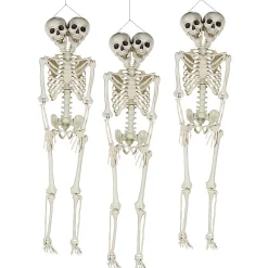 Bulk Two-Headed Life-Size Posable Skeleton Halloween Decorations - 3 Pc.