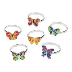 Butterfly Adjustable Rings - 12 Pc.