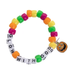 Christian Pumpkin Pony Bead Bracelet Craft Kit - Makes 12