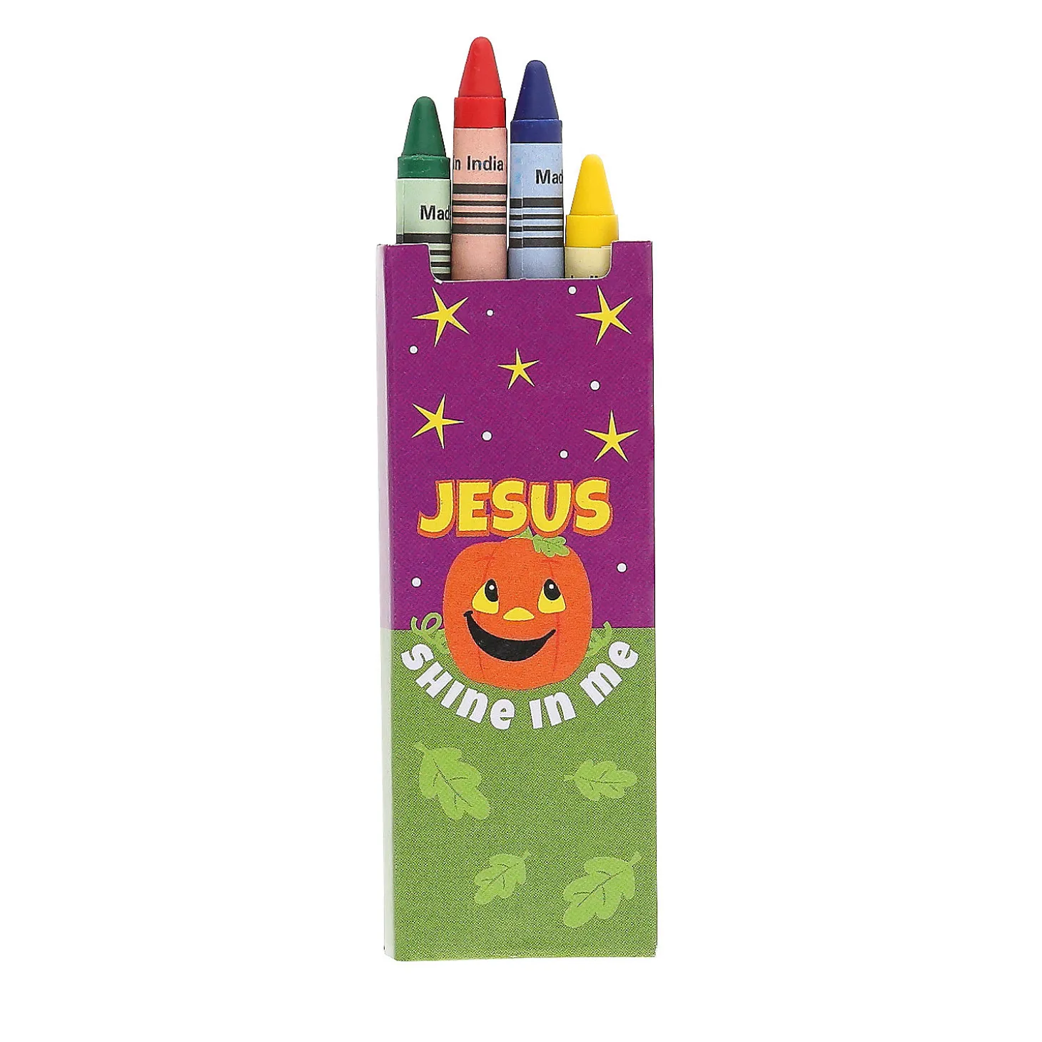4-Color Christian Pumpkin Crayons - 24 Boxes