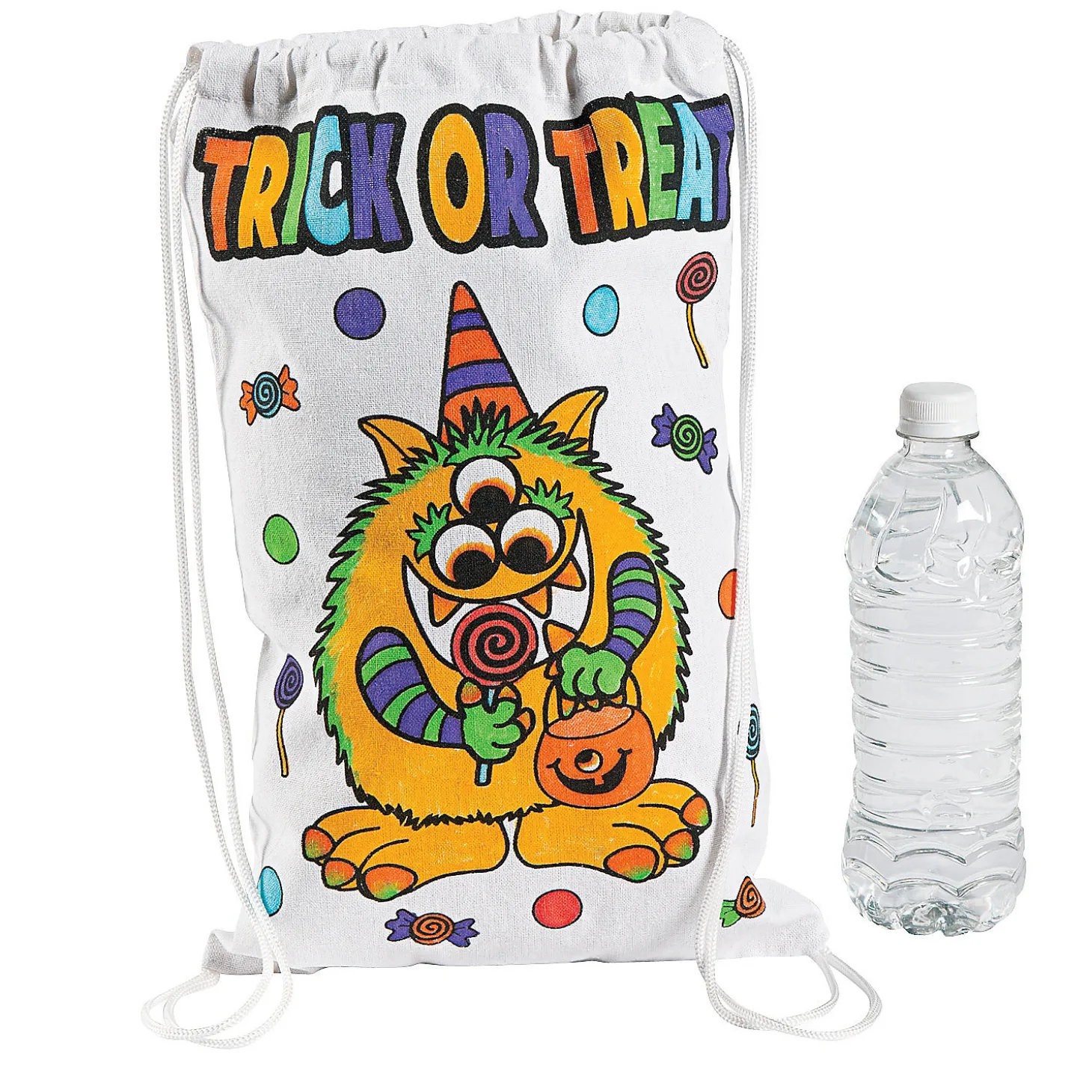 Color Your Own Medium Halloween Trick-Or-Treat Drawstring Bags - 12 Pc.