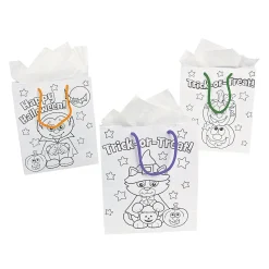 Color Your Own Medium Halloween Gift Bags - 12 Pc.