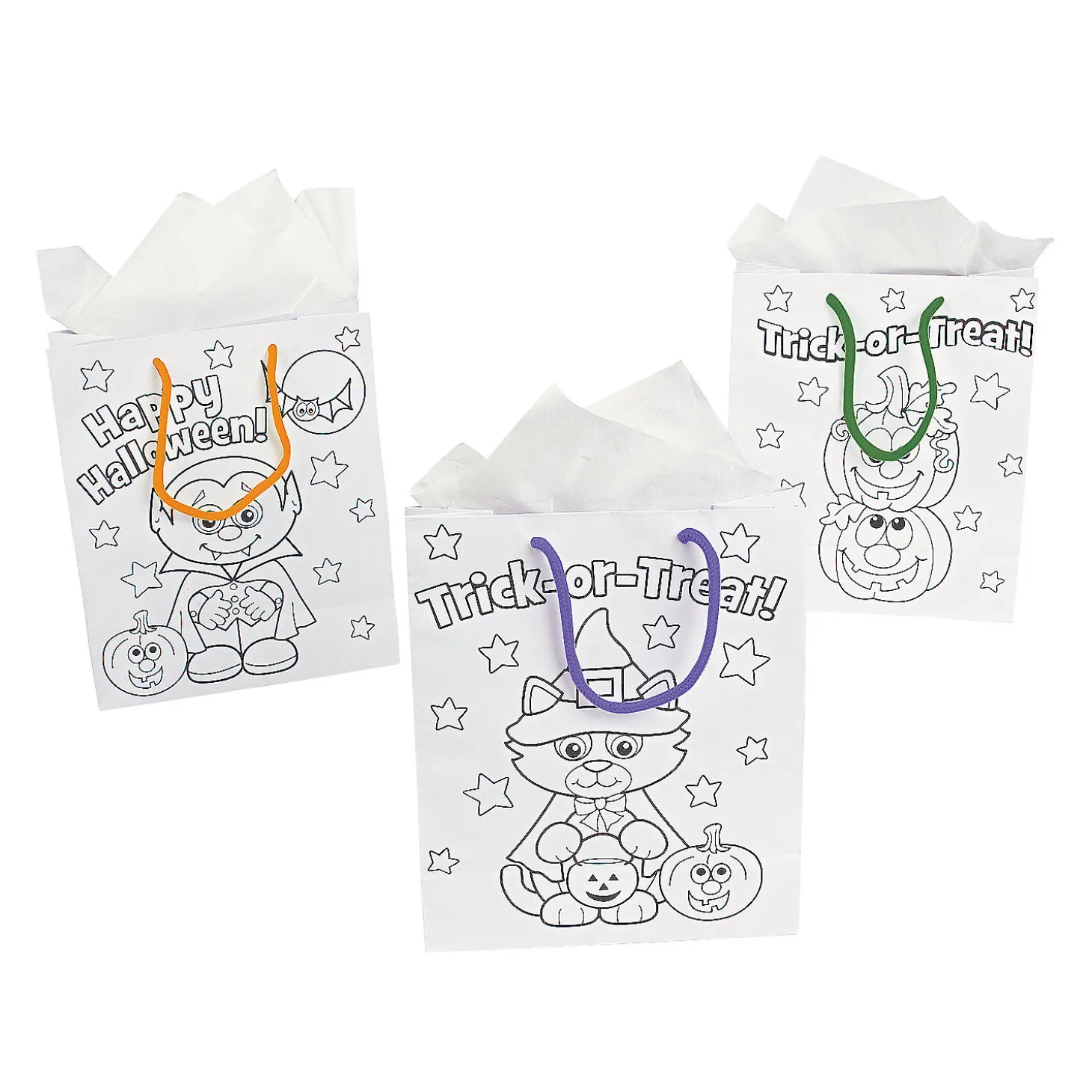 Color Your Own Medium Halloween Gift Bags - 12 Pc.