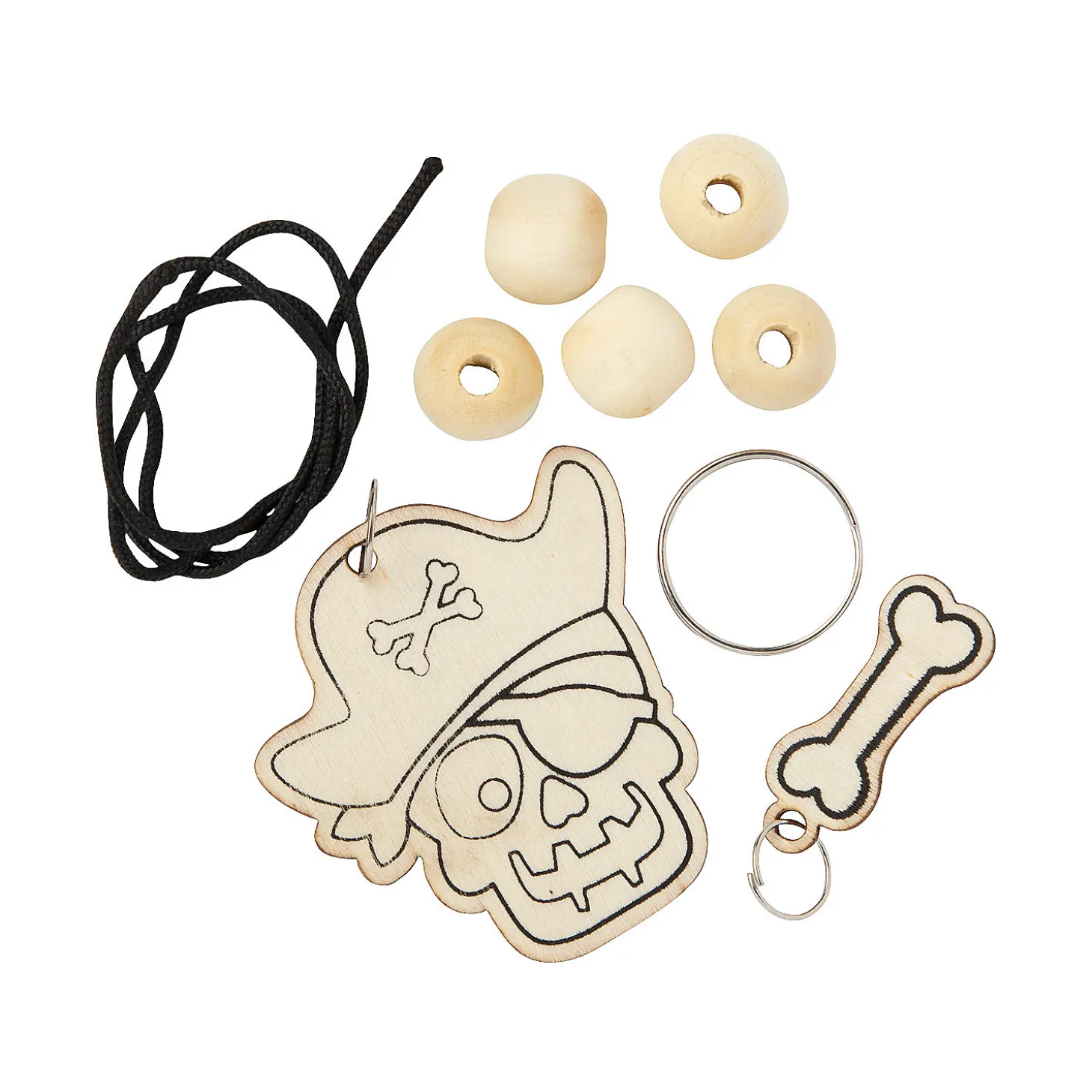 Color Your Own Spooky Pirate Wood Key Chains Craft Kit - Makes 12