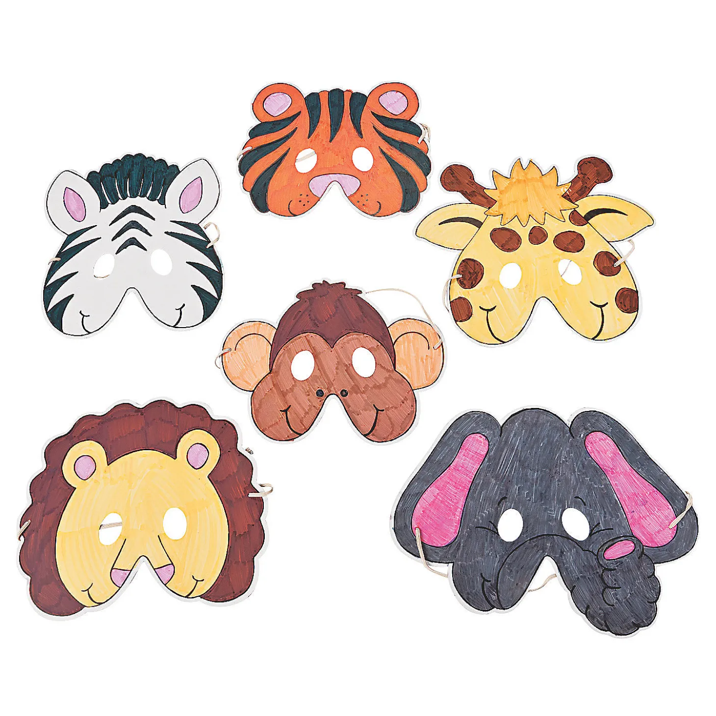 Color Your Own Zoo Animal Masks - 12 Pc.