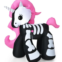 Costway 5.5 Ft Halloween Inflatable Skeleton Unicorn Blow Up Yard Decoration