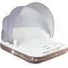 Costway Floating Island Inflatable Swimming Pool Float Lounge Raft With Canopy Spf50+ Retractable Detachable Sunshade With Two Cup Holders