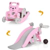 Costway 4-In-1 Rocking Horse & Slide Set Toddler Slide Playset W/Basketball Hoop