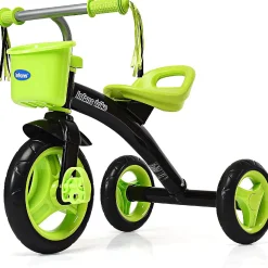 Costway Kids Tricycle Rider With Adjustable Seat Storage Basket Premium Quiet Wheels Non-Slip Handle Green