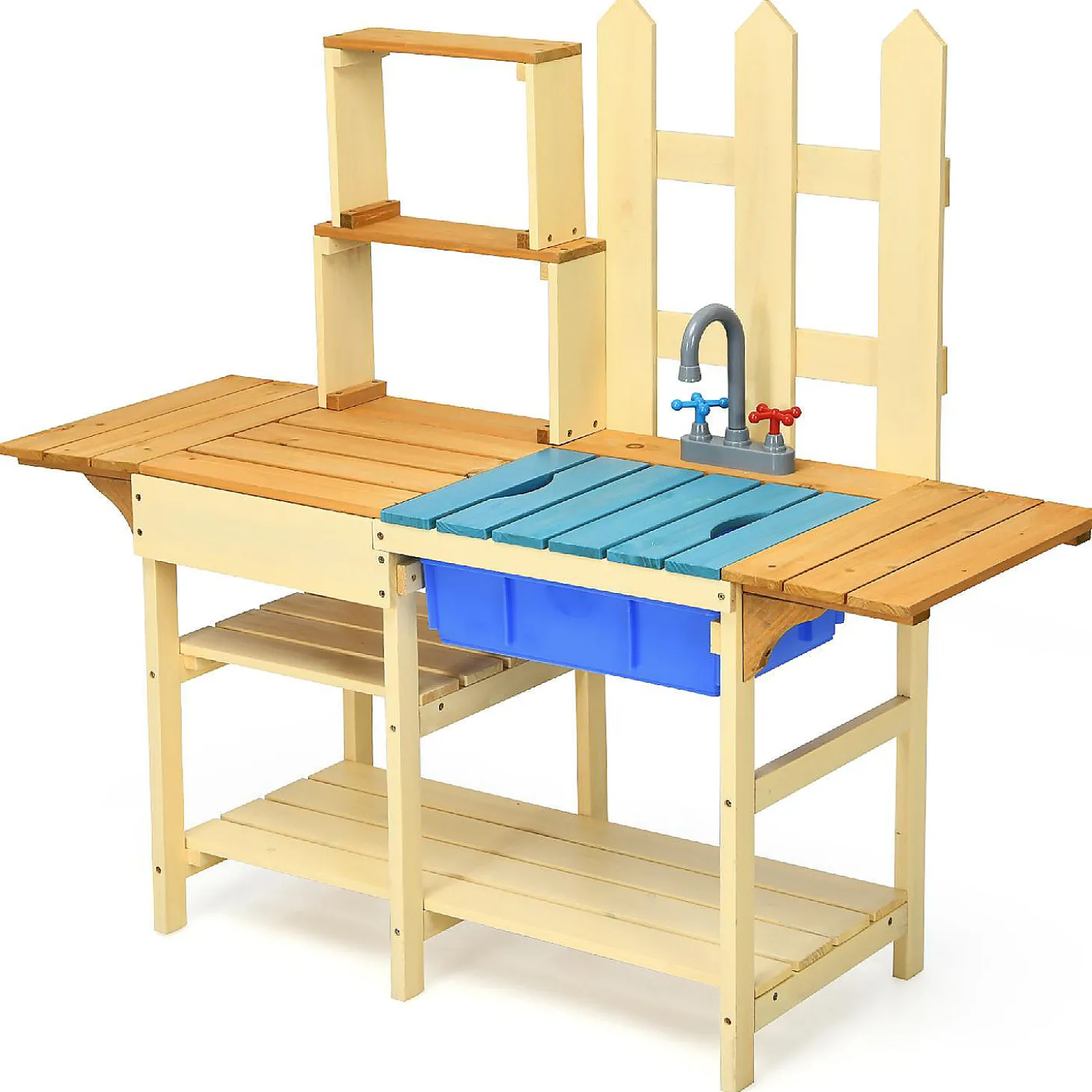 Costway Kid's Wooden Mud Kitchen Pretend Cook Playset Toy For Children