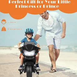 Costway 12V Kids Ride On Motorcycle Electric Motor Bike W/ Training Wheels & Light Black