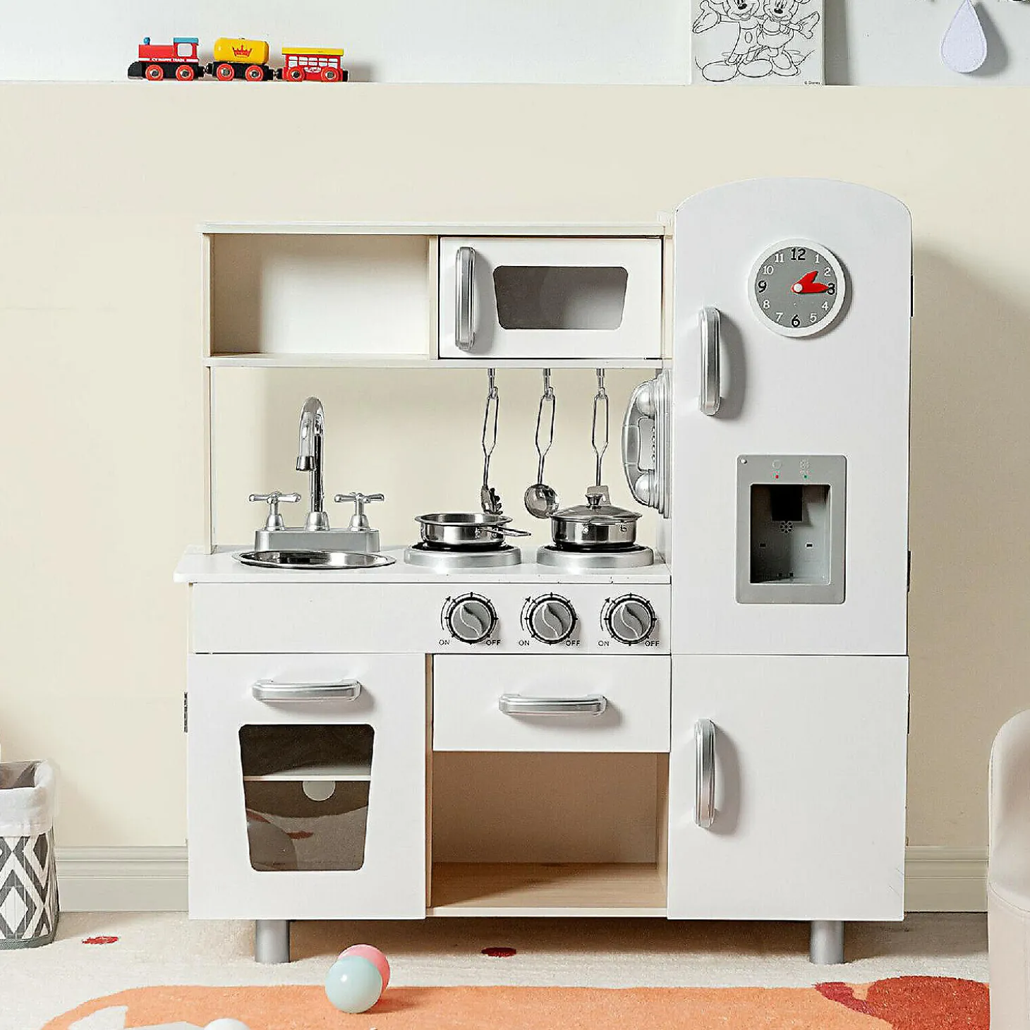 Costway Vintage Play Kitchen Pretend Kids Cooking Playset Toys W/Water Dispense