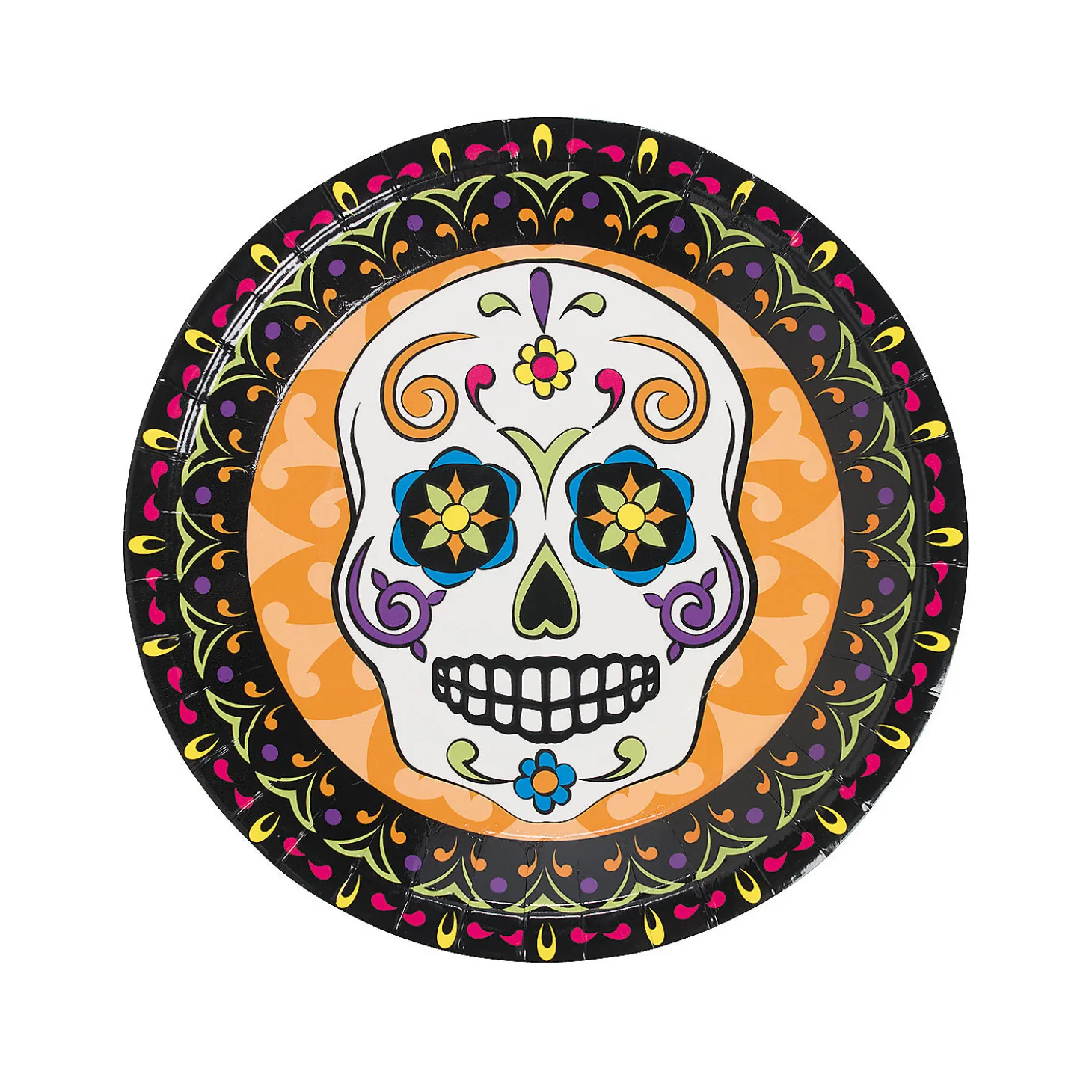 Day Of The Dead Party Sugar Skull Paper Dinner Plates - 8 Ct.