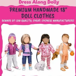 Dress Along Dolly Basketball Uniform Outfit For American 18" Dolls (8 Pc Set) - Includes Premium Handmade Doll Clothes & Accessories - Sport Halloween Costume