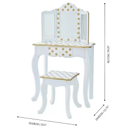 Fantasy Fields - Fashion Polka Dot Prints Gisele Play Vanity Set - White / Gold