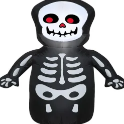 Gemmy Airblown Happy Skeleton 3.5 Ft Tall Multicolored