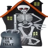 Gemmy Projection Airblown Starspinner Skeleton And Haunted House Tombstone Scene (White) 8 Ft Tall