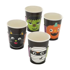Ghoul Gang Mummy, Cat, Pumpkin & Frankenstein Paper Cups - 8 Pc.