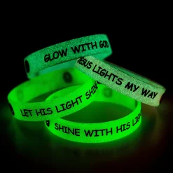 Glow-In-The Dark Christian Pumpkin Bracelets - 12 Pc.