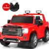 Goplus 12V 2-Seater Licensed Gmc Ride On Truck Rc Electric Car W/Storage Box Red