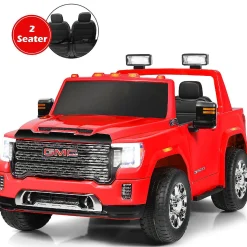 Goplus 12V 2-Seater Licensed Gmc Ride On Truck Rc Electric Car W/Storage Box Red