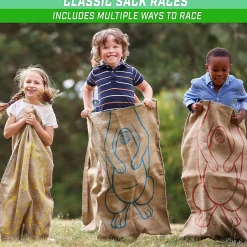 Gosports Roo Racers Sack Race Game 6 Pack - Xl Size Burlap Potato Sack Races For Kids & Adults
