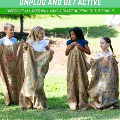 Gosports Roo Racers Sack Race Game 6 Pack - Xl Size Burlap Potato Sack Races For Kids & Adults