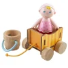 Haba Little Friends Baby Nora - 2.5" Dollhouse Toy Figure With Wagon And Pail