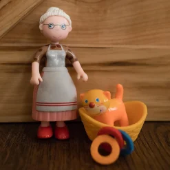Haba Little Friends Cat Kiki With Basket, Blanket & Bowl