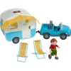 Haba Little Friends Vacation Camper Play Set With All Terrain Push & Go Vehicle, 2 Lawn Chairs And 4" Bendy Boy