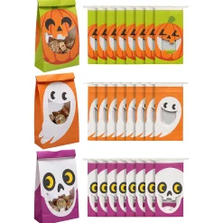 Halloween Metal Tie Treat Bags With Mouth Window - 24 Pc.