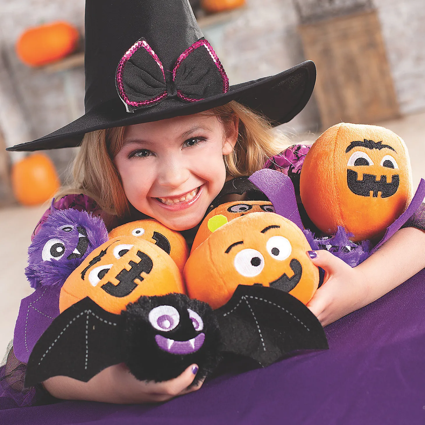 Halloween Mini Round Stuffed Pumpkins - 12 Pc.