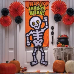 Halloween Skeleton Dangle Leg Door Sign
