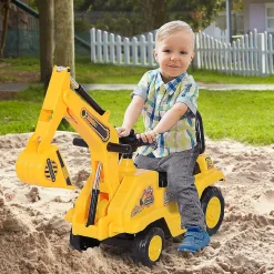 Homcom No Power 3 In 1 Ride On Excavator Digger Construction Truck