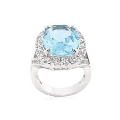 J Goodin Oval Blue Topaz Cocktail Ring Size 5