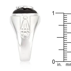 J Goodin Silvertone Onyx Mens Ring - Size 12