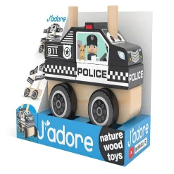 J'Adore Police Car Wooden Stacking Toy
