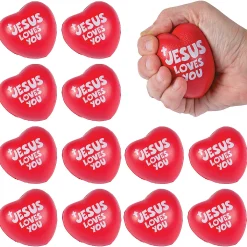 Jesus Loves You Heart Stress Toys - 12 Pc.
