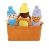 Kovot 3 Plush Babies In Soft Carrier Basket - Squeeze To Hear Them Giggle - Removable Dress