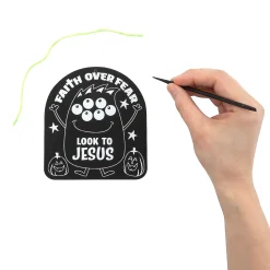 Magic Color Scratch Religious Halloween Monster Ornaments - 24 Pc.