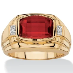Men's 2.77 Tcw Red Ruby Gold-Plated Ring