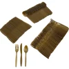 Metallic Gold Rolled Cutlery Kit For 100 Guests