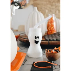 Molded Ghost Bpa-Free Plastic Cups With Lids & Straws - 12 Ct.