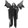 Northlight 66" Pre-Lit Black And Red Sonic Skeletal Reaper With Wings Halloween Decor